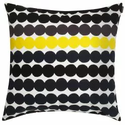 Marimekko Fodera Per Cuscino Räsymatto, Bianco-nero-grigio-giallo