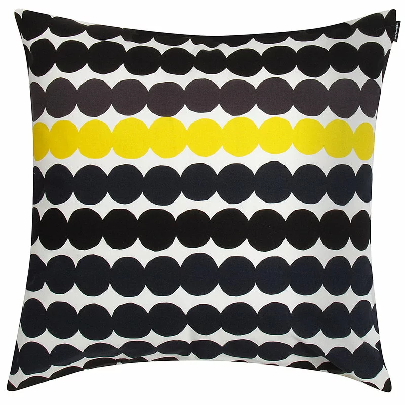 Marimekko Fodera Per Cuscino Räsymatto, Bianco-nero-grigio-giallo 3 Marimekko Fodera Per Cuscino Räsymatto, Bianco-nero-grigio-giallo