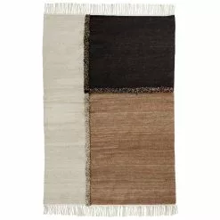 Sera Helsinki Tappeto E-1027, Intrecciato, Nero - Marrone - Bianco Naturale