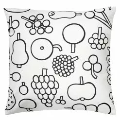 Iittala Fodera Per Cuscino OTC Frutta, 47 X 47 Cm, Nero - Bianco