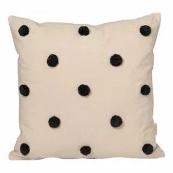Ferm LIVING Cuscino Taftato Dot, Sabbia - Nero