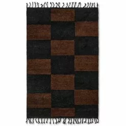 Vendite Tappeti 21 Ferm LIVING Tappeto Annodato Mara, L, Nero - Marrone Cioccolato