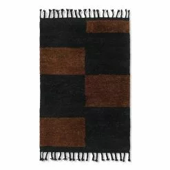 Ferm LIVING Tappeto Annodato Mara, S, Nero - Marrone Cioccolato