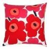 Marimekko Fodera Per Cuscino Pieni Unikko 50 X 50 Cm, Bianco - Rosso
