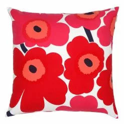 Marimekko Fodera Per Cuscino Pieni Unikko 50 X 50 Cm, Bianco - Rosso