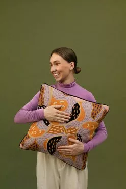 Finarte Fodera Per Cuscino Paletti 50 X 50 Cm, Arancione -Vendite Tappeti Finarte Paletti Spice cushion cover hires