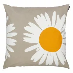 Marimekko Fodera Per Cuscino Auringonkukka, 50x50 Cm, Beige-bianco-giallo