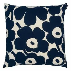 Marimekko Fodera Per Cuscino Pieni Unikko, 50 X 50 Cm, Cotone - Blu Scuro